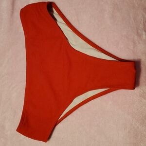 EUC Red Zaful Ribbed Hi Waist Bikini Bottom 👽